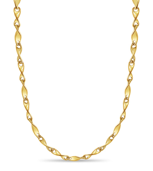 Twist Solid Gold Handmade Necklace , 4mm, 16-30 Inch