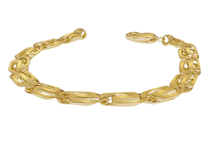 Tiger Eye Solid Gold Handmade Bracelet , 9mm, 6.5-10 Inch