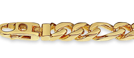 Figaro Solid Gold Handmade Bracelet , 8mm, 6.5-10 Inch