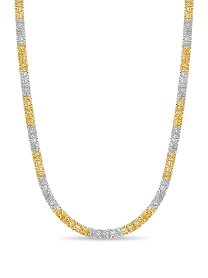 18k Solid Yellow Gold Handmade 7mm Nugget Link Necklace, 30", Approx 61g