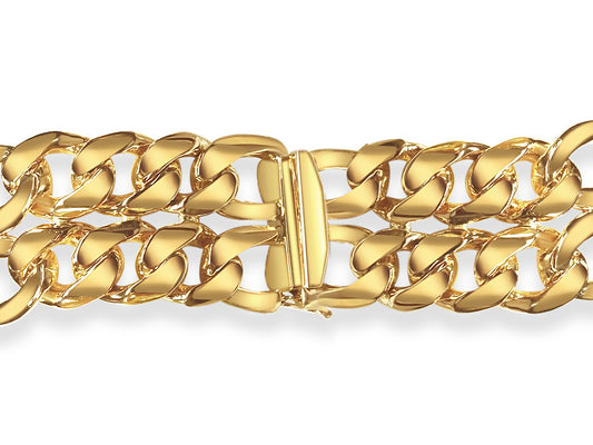 ID Figaro Solid Gold Handmade Bracelet , 23mm, 6.5-10 Inch
