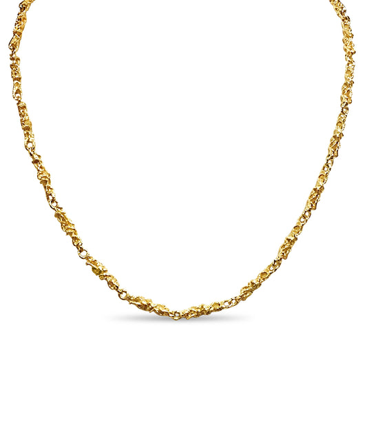 Nugget Solid Gold Handmade Necklace , 5mm, 16-30 Inch