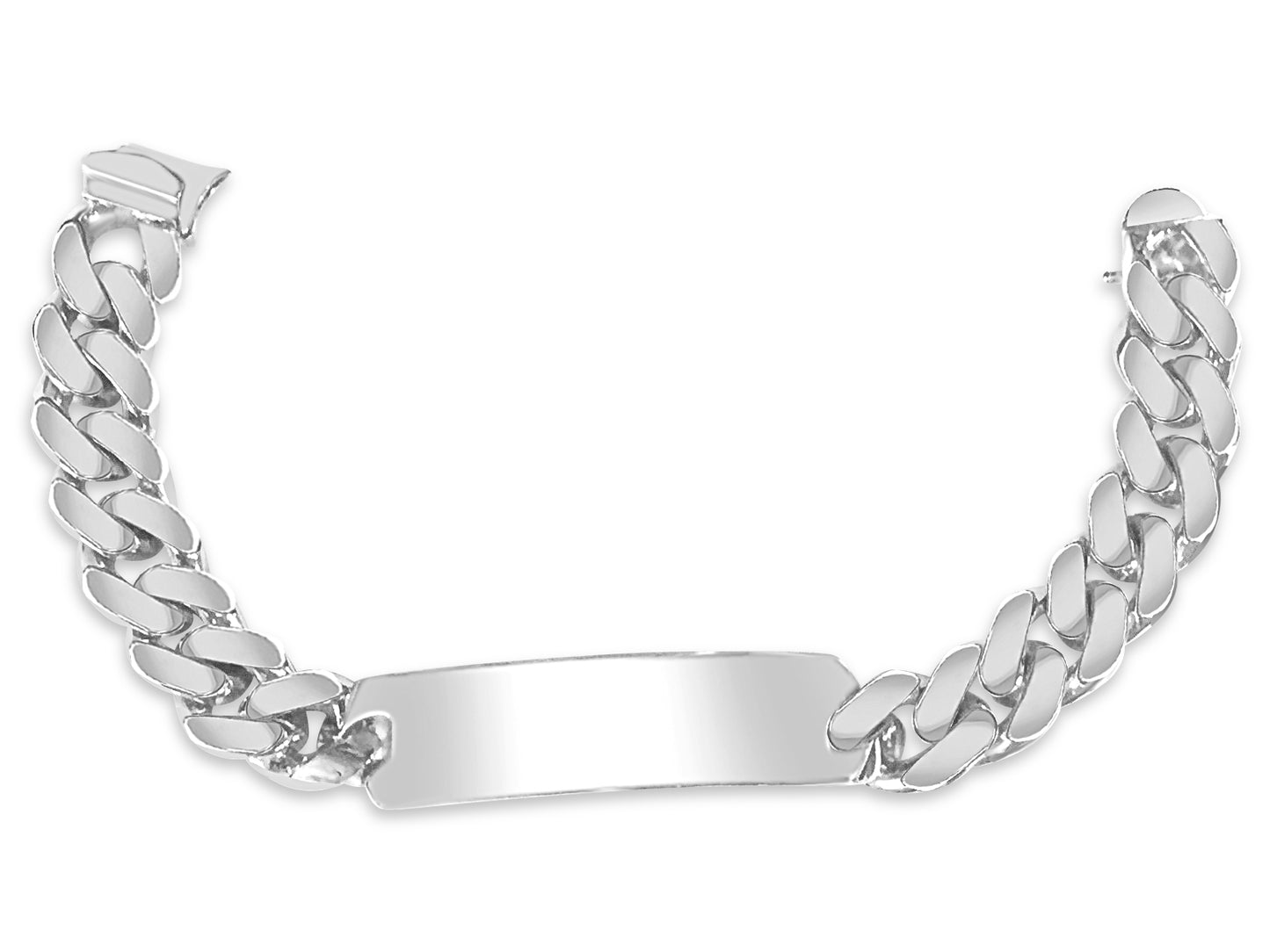 ID Curb Solid Gold Handmade Bracelet , 15mm, 6.5-10 Inch