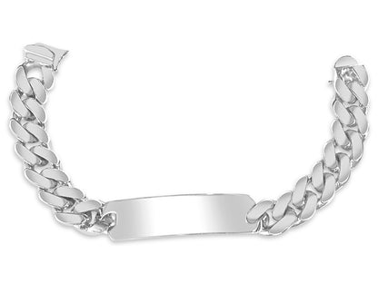 ID Curb Solid Gold Handmade Bracelet , 15mm, 6.5-10 Inch
