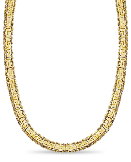 18k Yellow Gold 12mm Rope & Greek Key Necklace, 30", Approx 188g