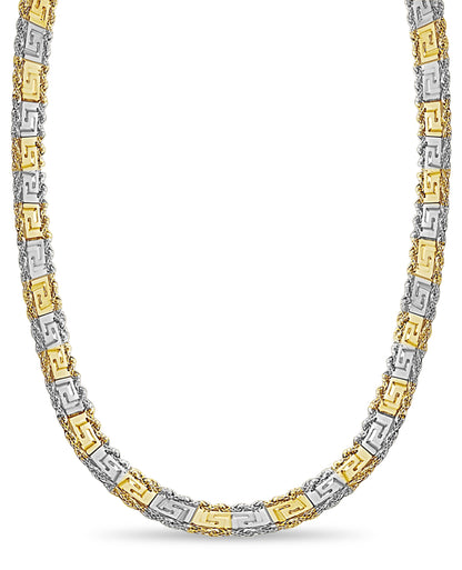 18k Yellow Gold 12mm Rope & Greek Key Necklace, 30", Approx 188g