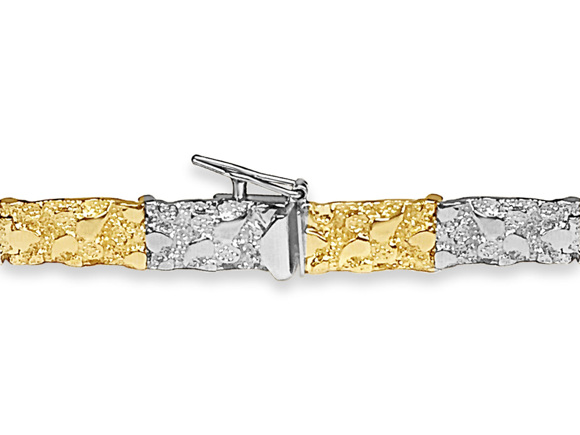 Nugget Solid Gold Handmade Bracelet , 7mm, 6.5-10 Inch