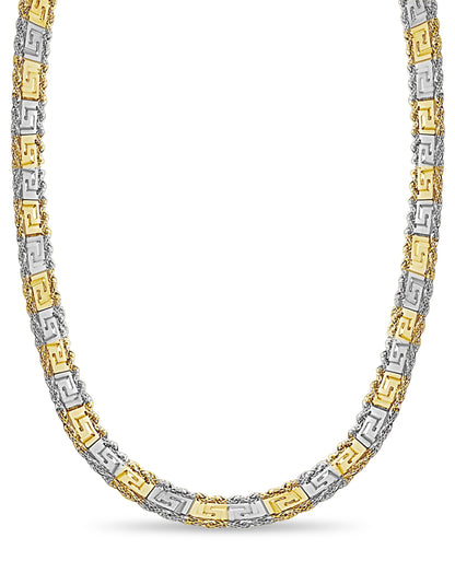Rope & Greek Key Solid Gold Handmade Necklace , 12mm, 16-30 Inch