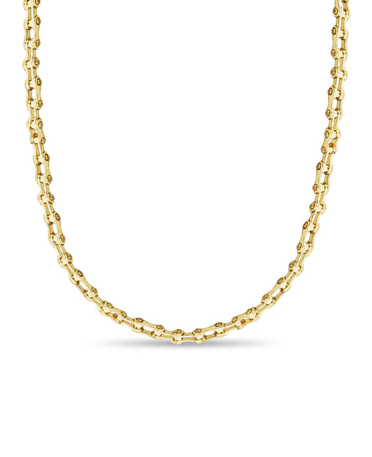 18k Yellow Gold 12mm Motorcycle/Bike Chain Necklace, 30", Approx 376g