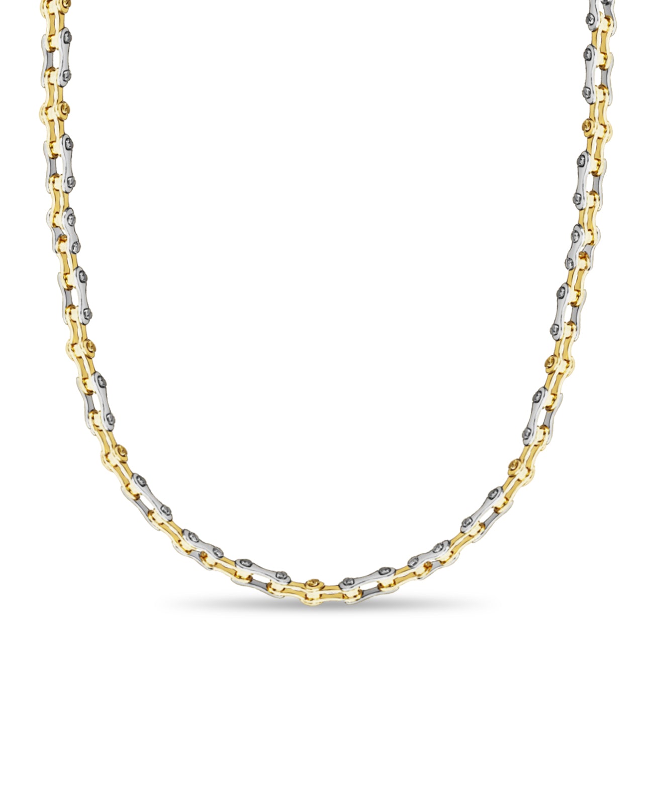 Motorcycle/Bike Chain Solid Gold Handmade Necklace , 12mm, 16-30 Inch
