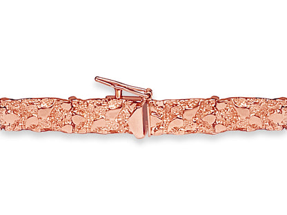 Nugget Solid Gold Handmade Bracelet , 7mm, 6.5-10 Inch