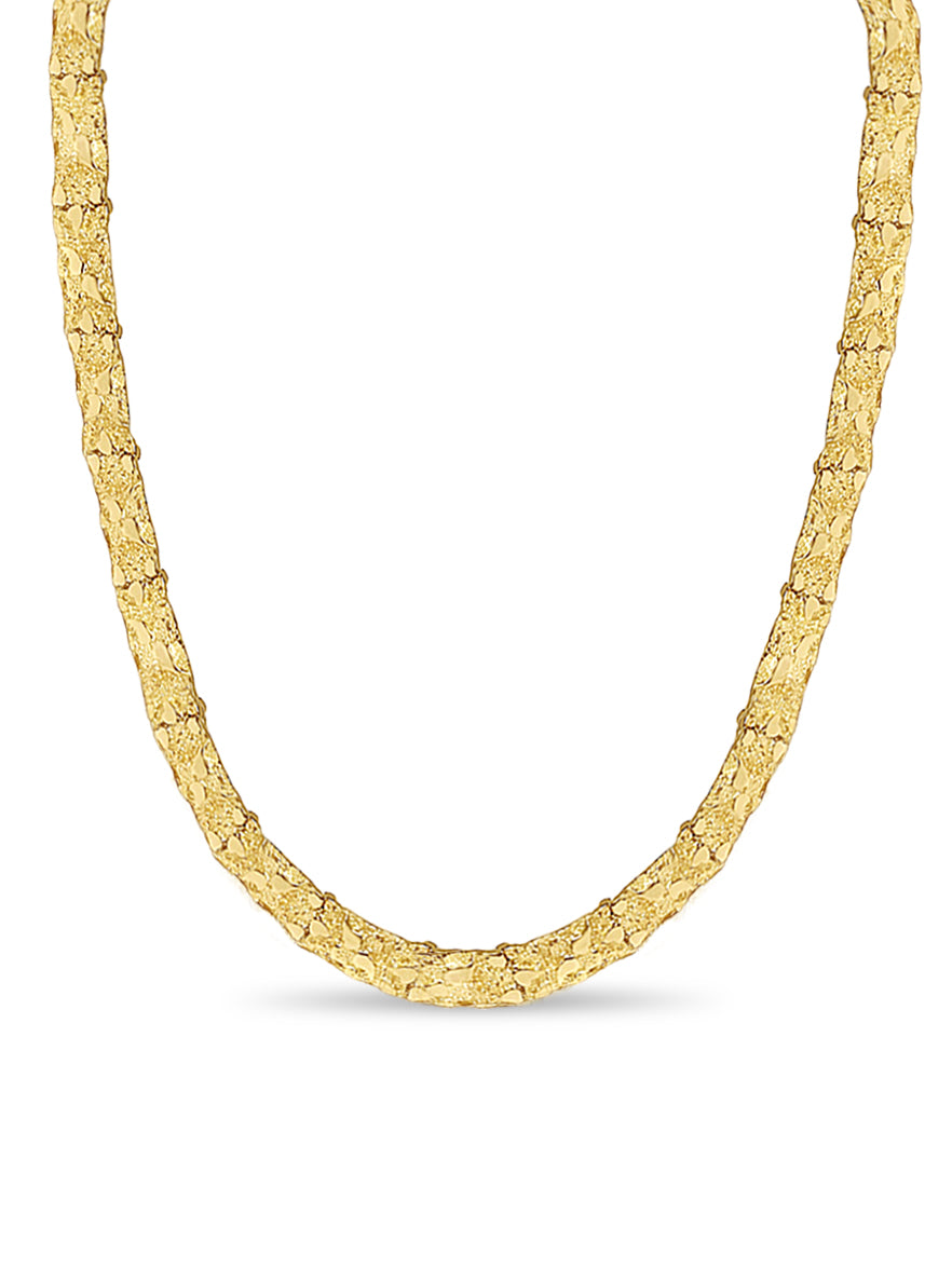 18k Solid Yellow Gold Handmade 7mm Nugget Link Necklace, 30", Approx 63g