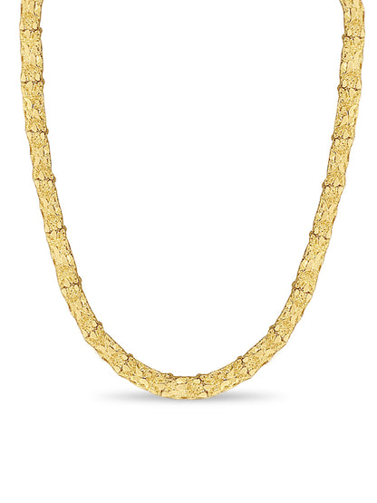 18k Solid Yellow Gold Handmade 7mm Nugget Link Necklace, 30", Approx 63g