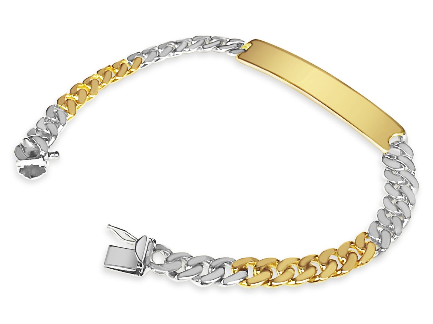 ID Curb Solid Gold Handmade Bracelet , 8mm, 6.5-10 Inch
