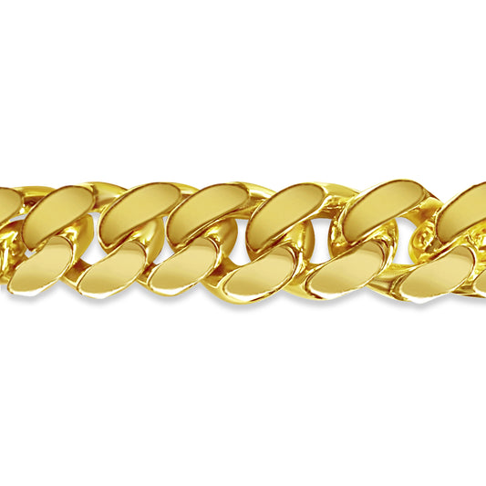 Curb Solid Gold Handmade Bracelet , 15mm, 6.5-10 Inch