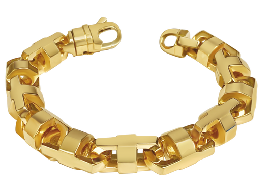 Anchor Mariner Solid Gold Handmade Bracelet , 15mm, 6.5-10 Inch
