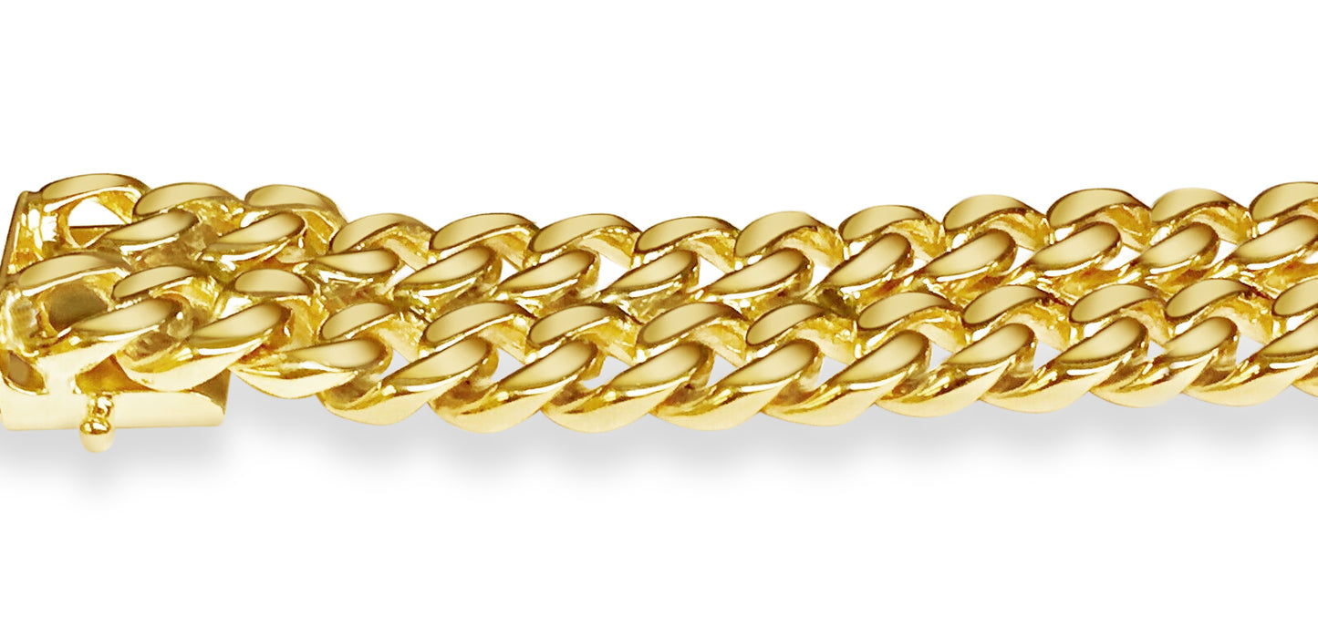 ID Curb Solid Gold Handmade Bracelet , 16mm, 6.5-10 Inch