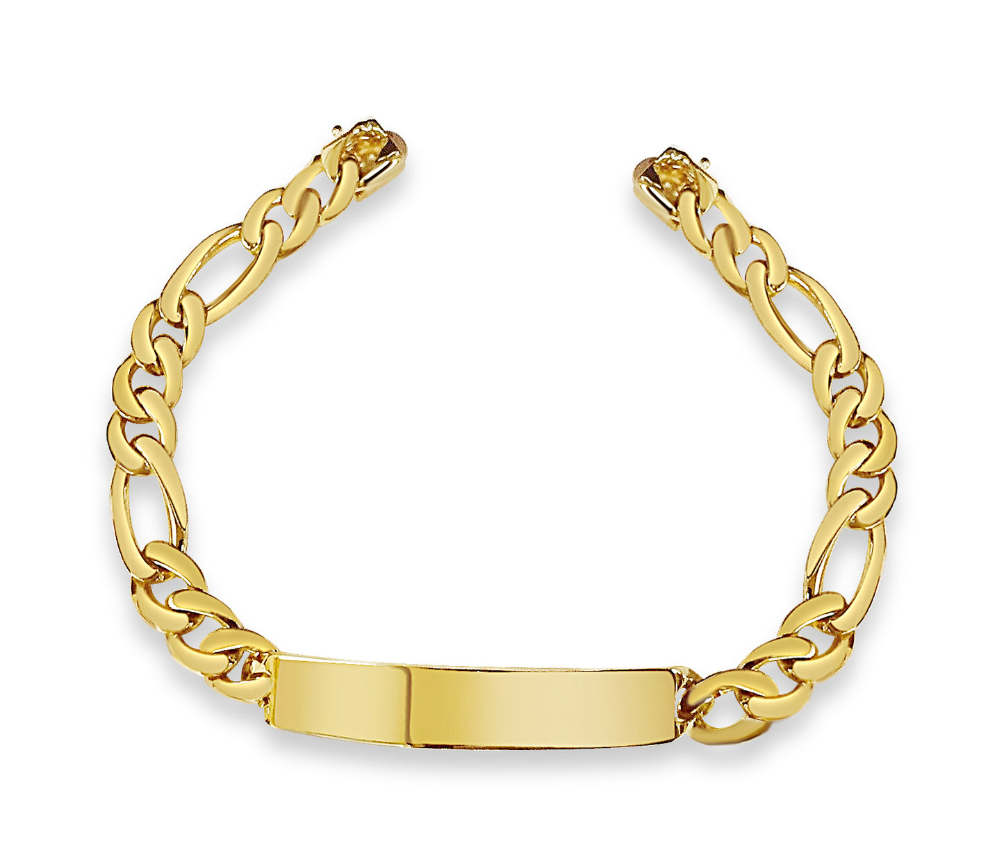 ID Figaro Solid Gold Handmade Bracelet , 9mm, 6.5-10 Inch