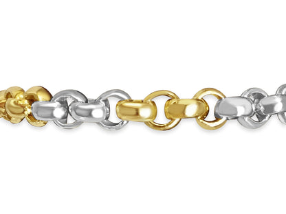 Fancy Rolo Solid Gold Handmade Bracelet , 7mm, 6.5-10 Inch
