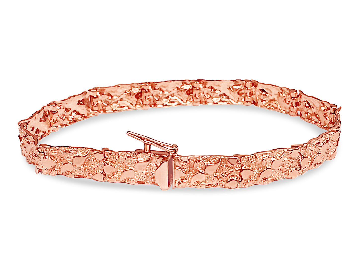 Nugget Solid Gold Handmade Bracelet , 7mm, 6.5-10 Inch