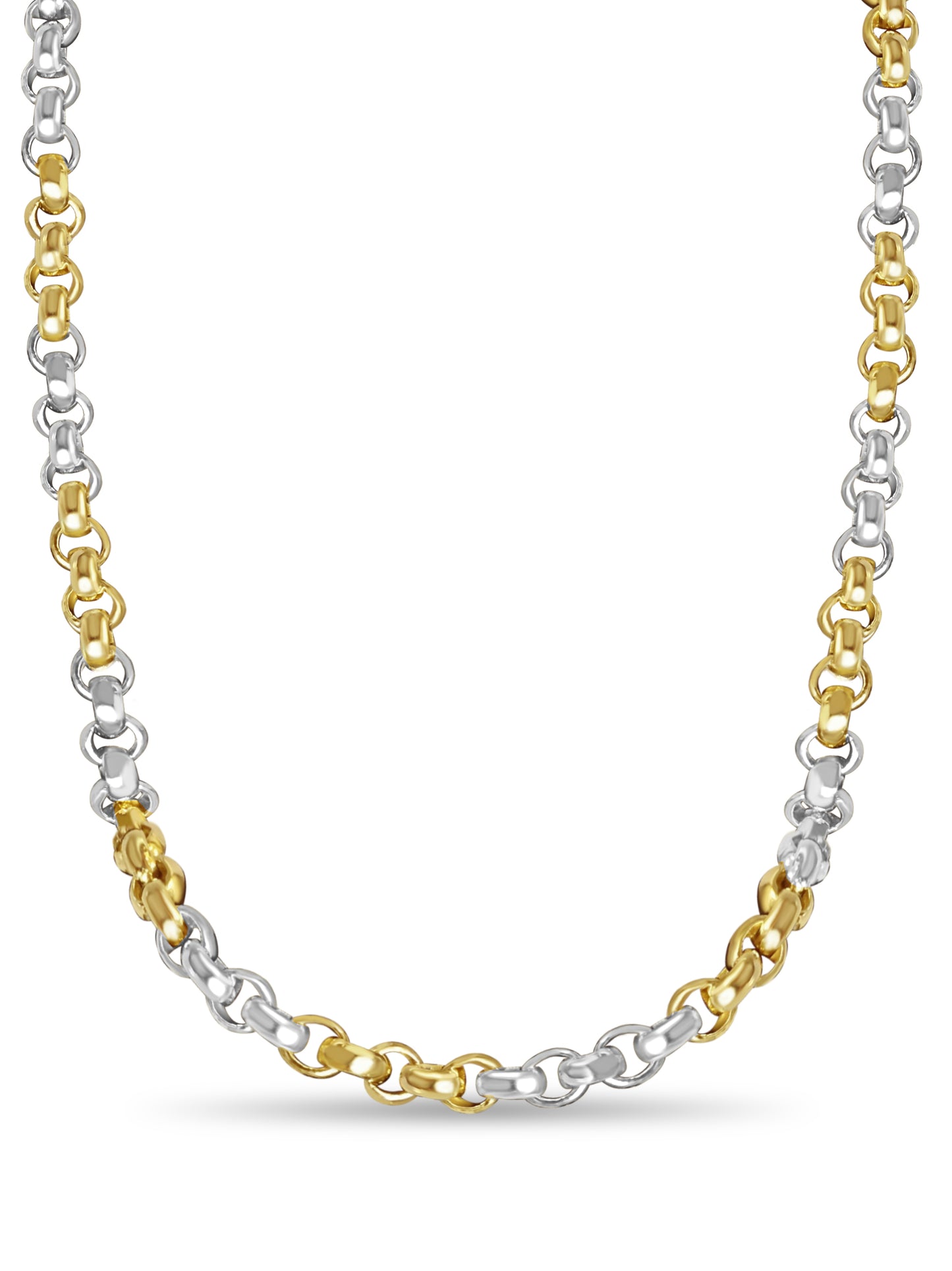 Fancy Rolo Solid Gold Handmade Necklace , 7mm, 16-30 Inch