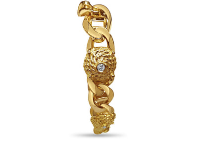 Diamond Mariner Solid Gold Handmade Bracelet , 17mm, 6.5-10 Inch