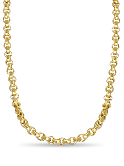 Fancy Rolo Solid Gold Handmade Necklace , 7mm, 16-30 Inch