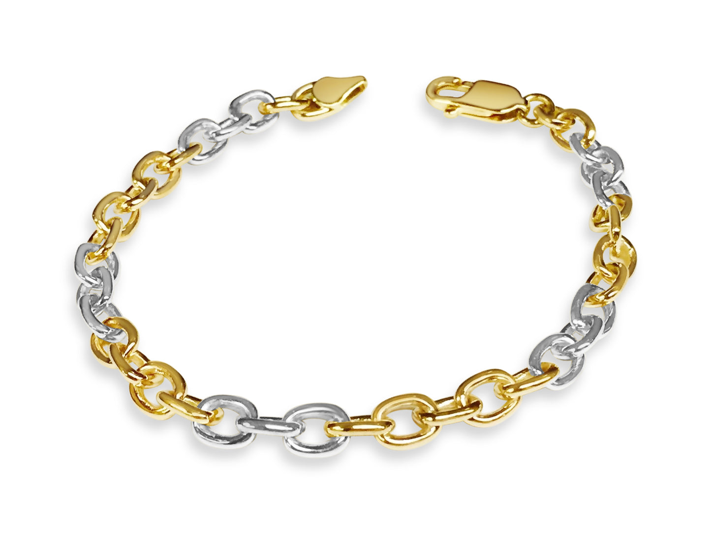 Fancy Rolo Solid Gold Handmade Bracelet , 6mm, 6.5-10 Inch