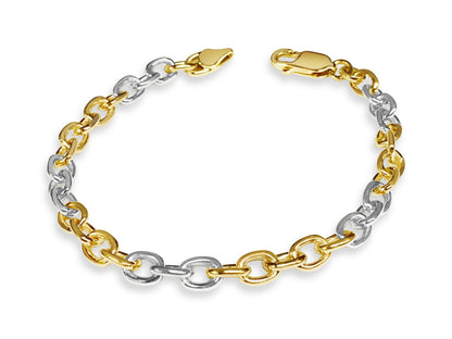 Fancy Rolo Solid Gold Handmade Bracelet , 6mm, 6.5-10 Inch