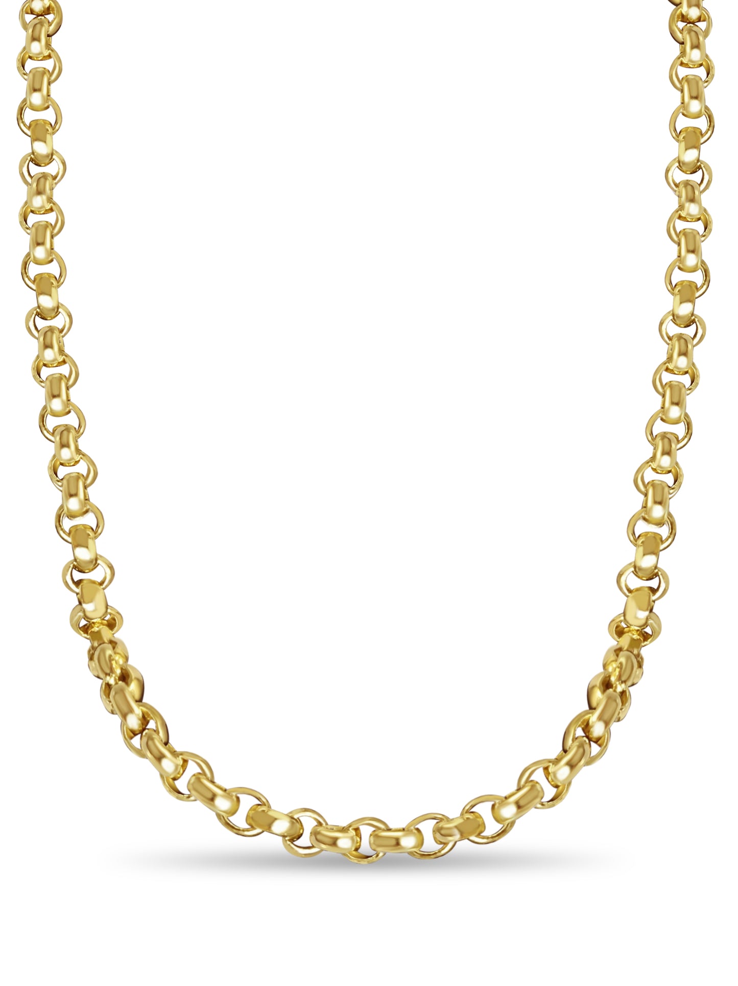 Fancy Rolo Solid Gold Handmade Necklace , 7mm, 16-30 Inch