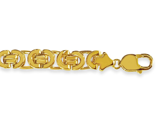 Flat Byzantine Solid Gold Handmade Bracelet , 11mm, 6.5-10 Inch
