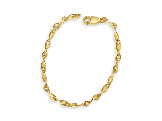 Twist Solid Gold Handmade Bracelet , 4mm, 6.5-10 Inch