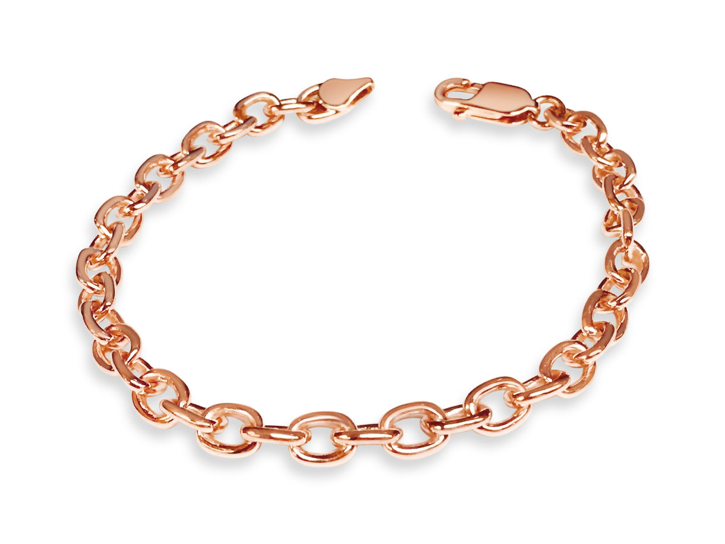 Fancy Rolo Solid Gold Handmade Bracelet , 6mm, 6.5-10 Inch