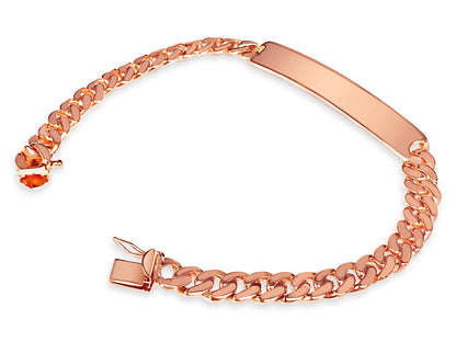ID Curb Solid Gold Handmade Bracelet , 8mm, 6.5-10 Inch