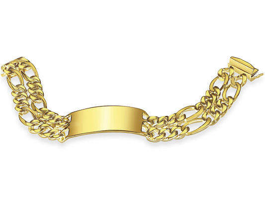ID Figaro Solid Gold Handmade Bracelet , 23mm, 6.5-10 Inch