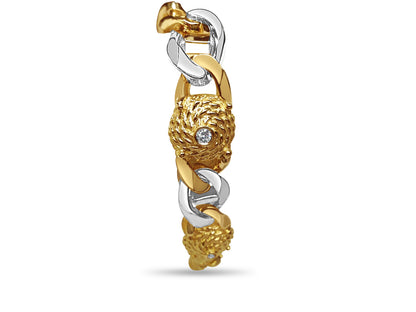 Diamond Mariner Solid Gold Handmade Bracelet , 17mm, 6.5-10 Inch