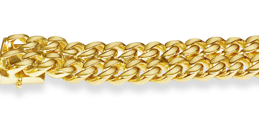 ID Curb Solid Gold Handmade Bracelet , 16mm, 6.5-10 Inch