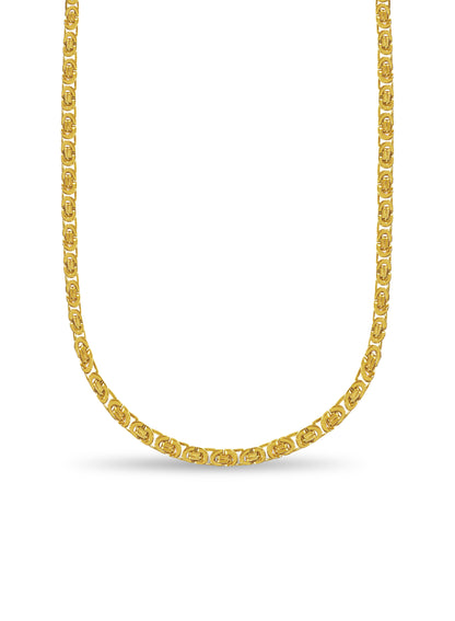 Flat Byzantine Solid Gold Handmade Necklace , 11mm, 16-30 Inch