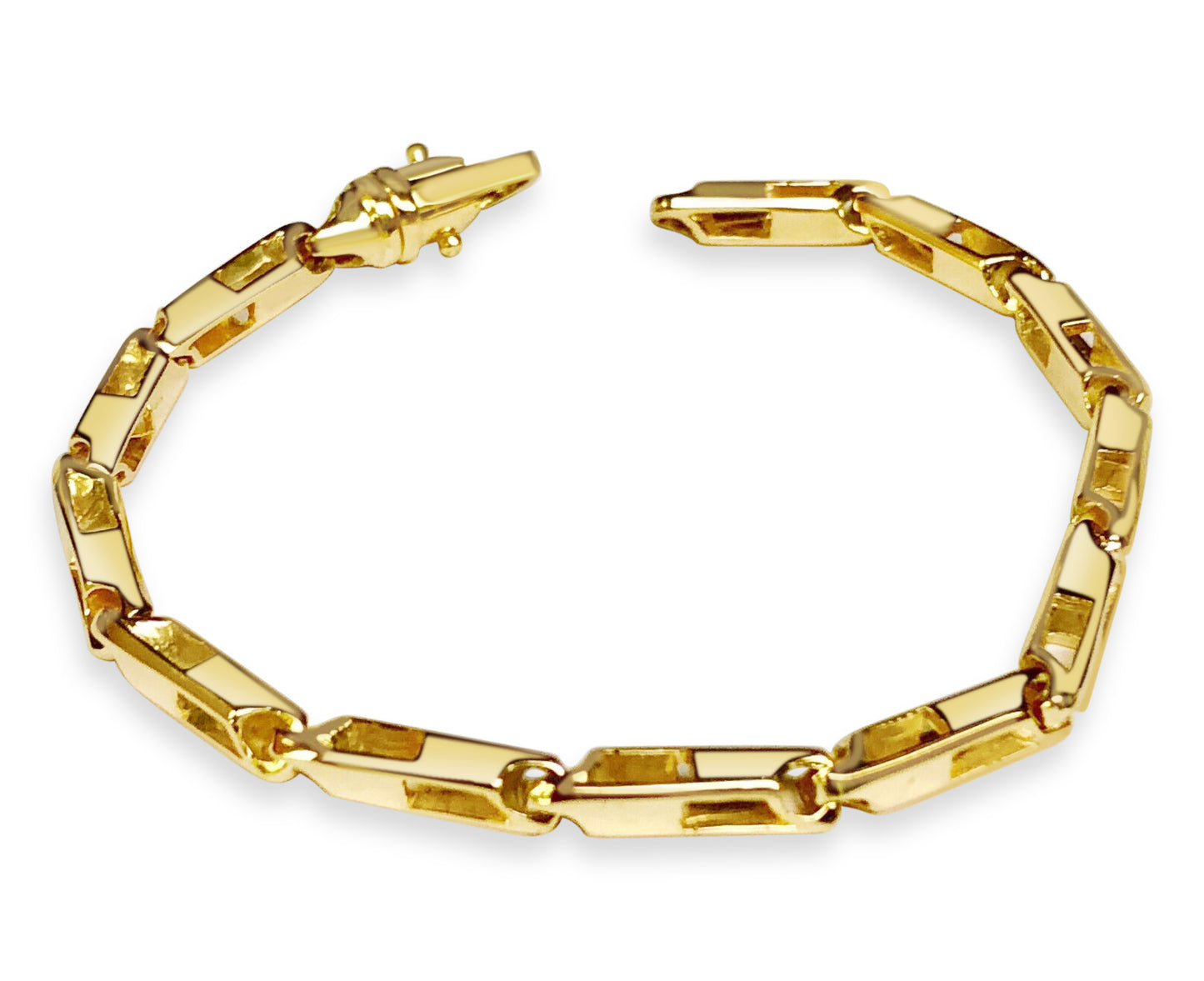 18k Solid Yellow Gold Handmade 5mm Square Tube Link Bracelet, 9.5", Approx 28g