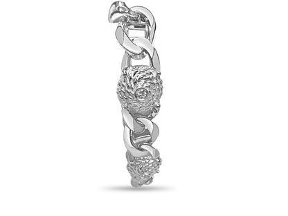 Diamond Mariner Solid Gold Handmade Bracelet , 17mm, 6.5-10 Inch
