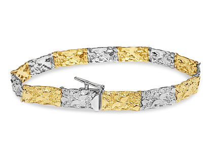 Nugget Solid Gold Handmade Bracelet , 7mm, 6.5-10 Inch