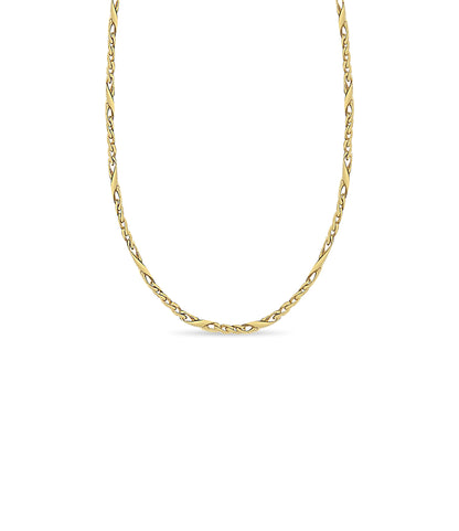 XO Curb Solid Gold Handmade Necklace , 6mm, 16-30 Inch