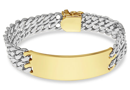 ID Curb Solid Gold Handmade Bracelet , 16mm, 6.5-10 Inch