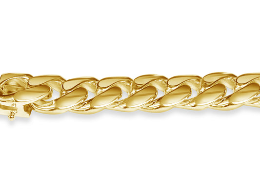 Curb Solid Gold Handmade Bracelet , 13mm, 6.5-10 Inch
