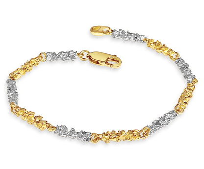 Nugget Solid Gold Handmade Bracelet , 4mm, 6.5-10 Inch