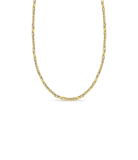 XO Curb Solid Gold Handmade Necklace , 6mm, 16-30 Inch