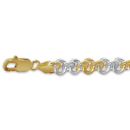 Fancy Rolo Solid Gold Handmade Bracelet , 9mm, 6.5-10 Inch