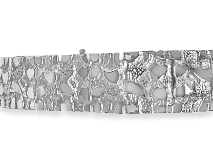 Nugget Solid Gold Handmade Bracelet , 17mm, 6.5-10 Inch