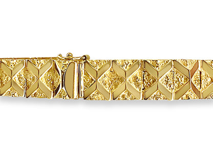 Nugget Solid Gold Handmade Bracelet , 11mm, 6.5-10 Inch