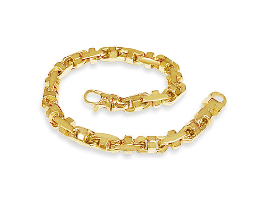 Anchor Mariner Solid Gold Handmade Bracelet , 9mm, 6.5-10 Inch
